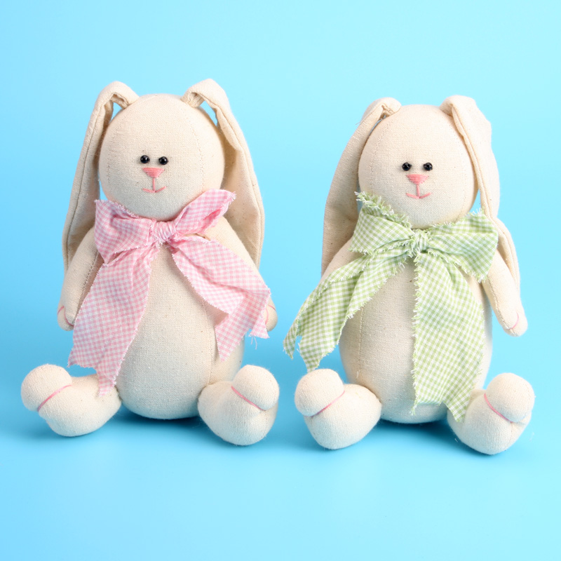 EP0026AB 7" Handmade Stuffed Bunny Couple Sitting
