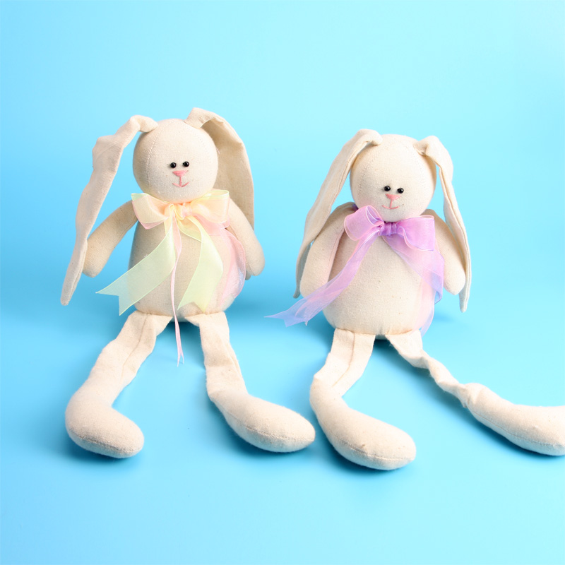 EP0027AB 15"L Handmade Stuffed Bunny Couple Sitting