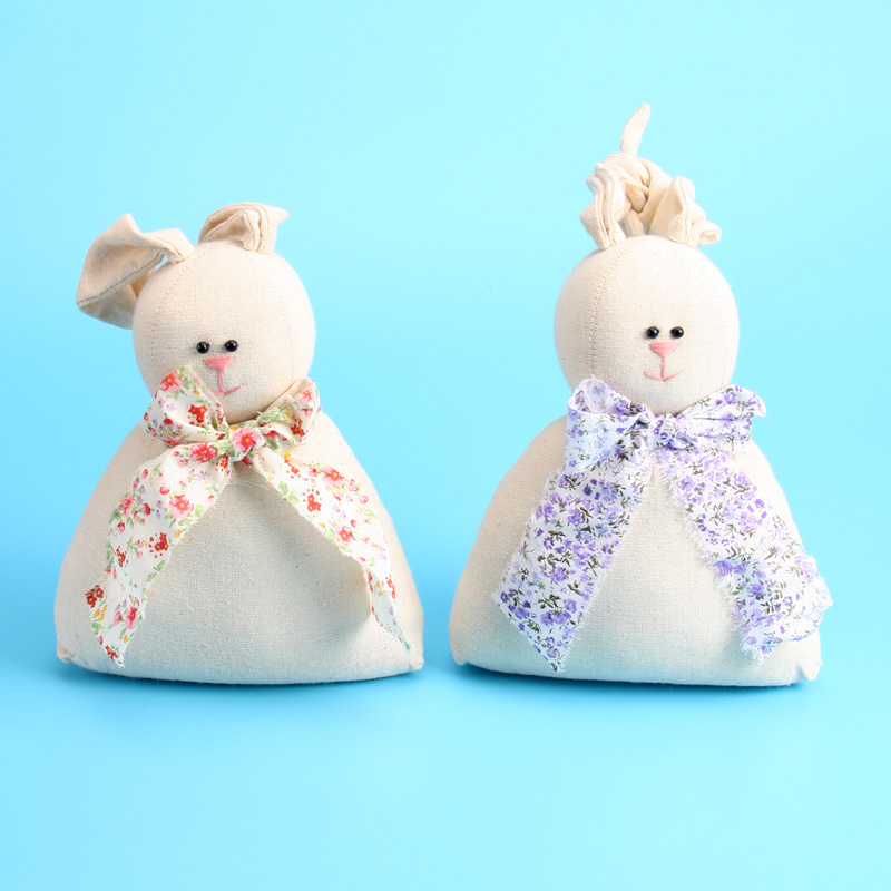 EP0029AB 8"H Handmade Standing Bunny Couple for Home Decoration