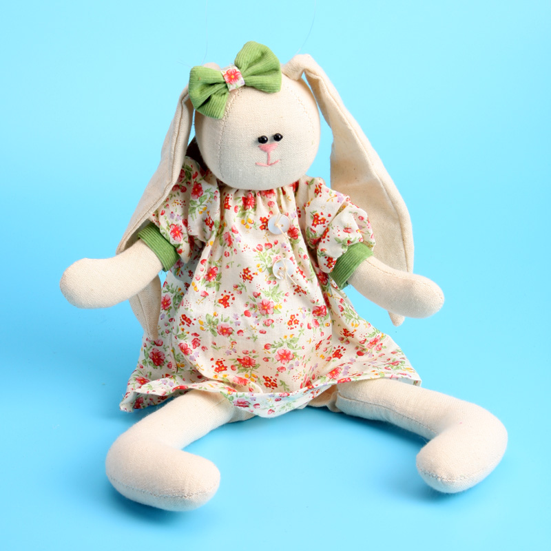 EP0033AB Handmade Cream-colored Stuffed Dressed Bunny