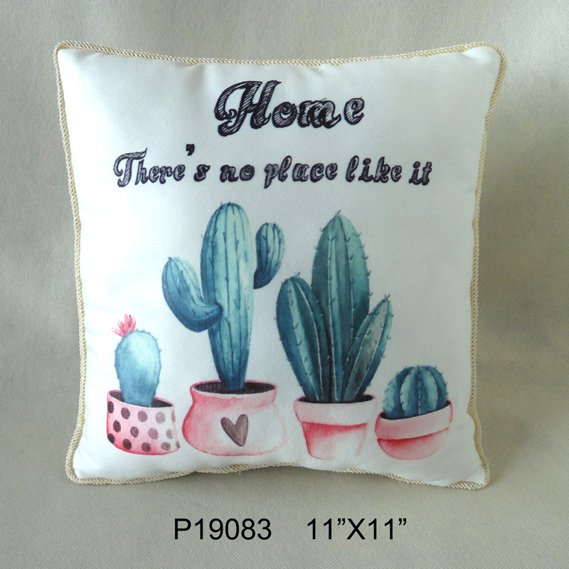 P19083 11"X11" Thermal Transfer Cactus Pillow